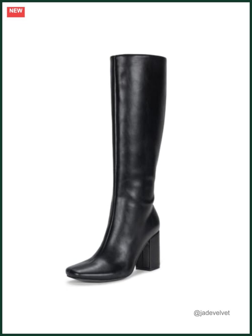 Women's Knee High Riding Boots Faux Leather Square Toe Block Heel